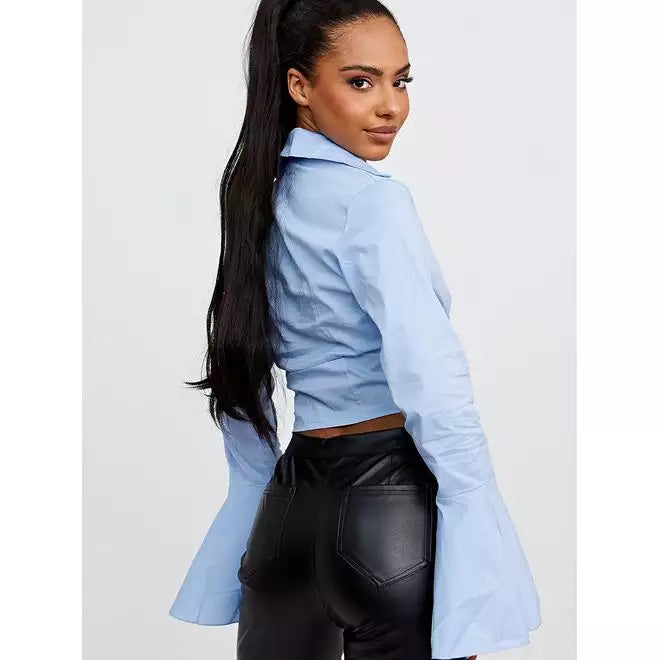 Checked Wrap Front Tie Knot Top