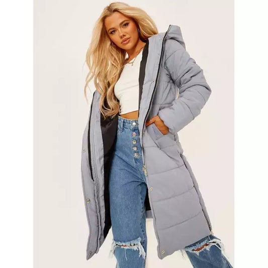 Long Sleeves Longline Padded Hooded Coat