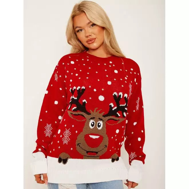 Christmas Rudolph Reindeer Snow Flake Jumper
