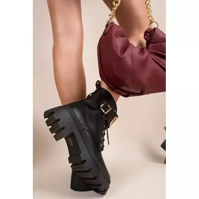 Lace Up Platform Ankle Boots