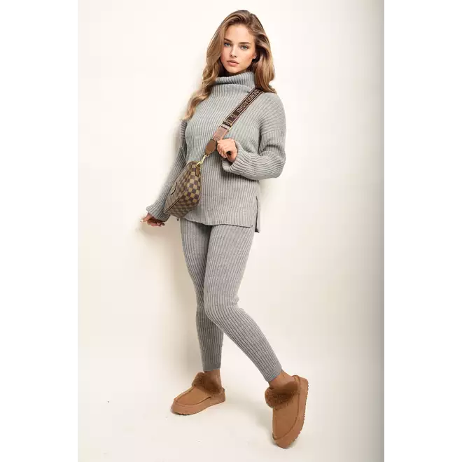 Knitted High Roll Neck Top Bottom