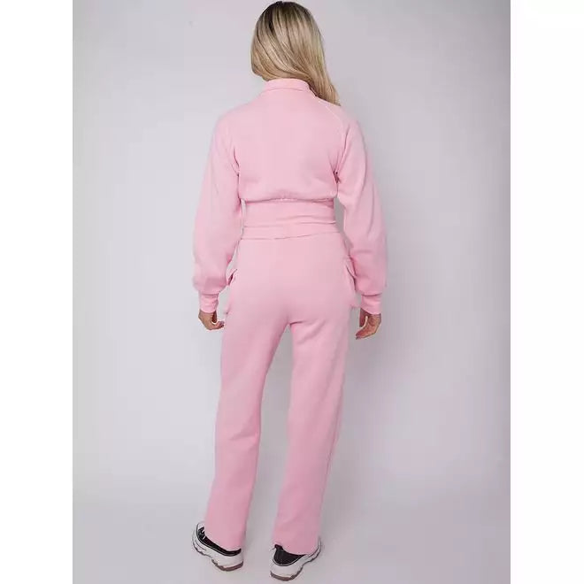 Fleece Velcro utility crop top and trousers co-ord