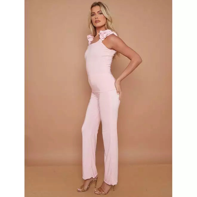 Ruched straps top and trousers co-ord