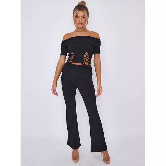 Lace up ribbed co-ord