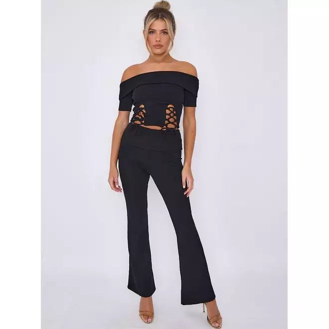 Lace up ribbed co-ord