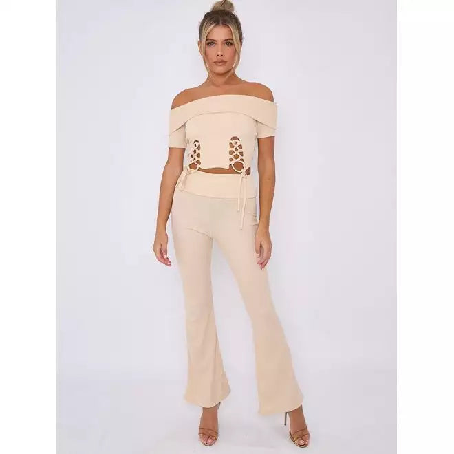 Lace up ribbed co-ord