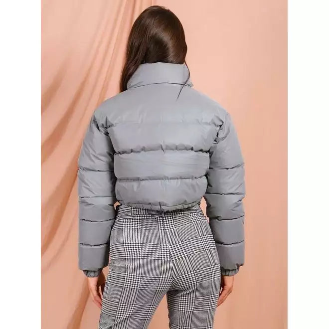 Reflective Cropped Puffer Jacket