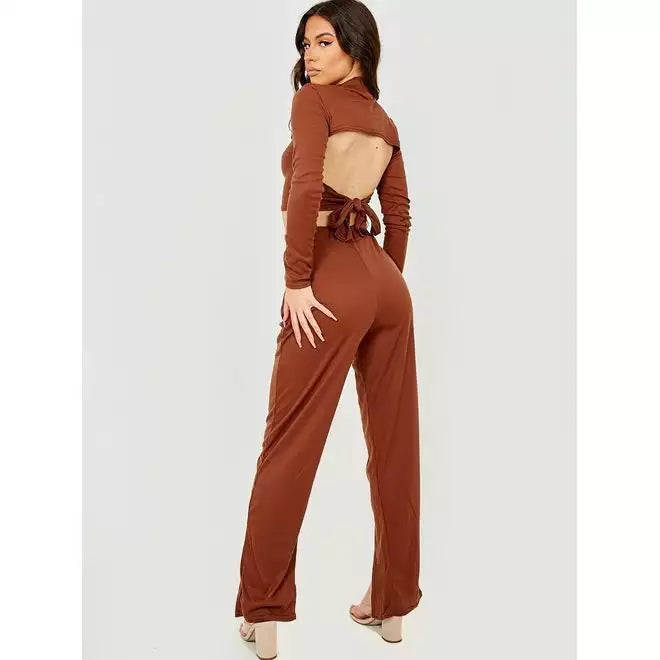 Tie Knot Back Ribbed Co-ord set