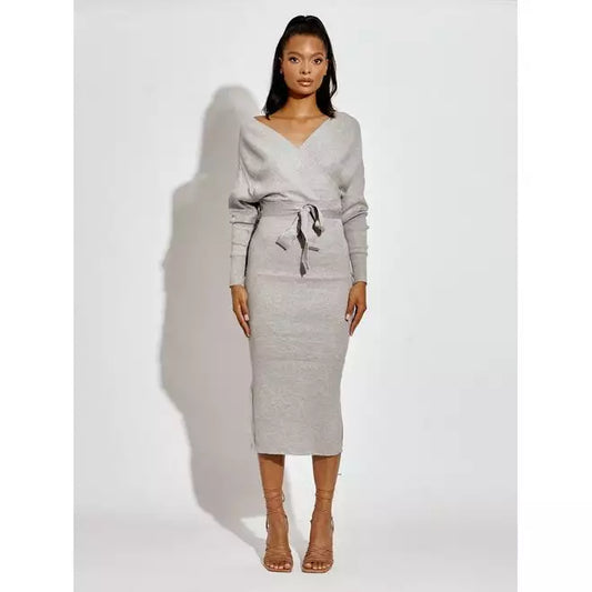 Wrap Front & Back Midi Dress With Belt
