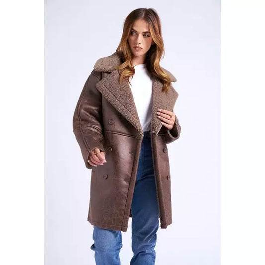 Borg lined Chocolate Mid Length Bonded Coat