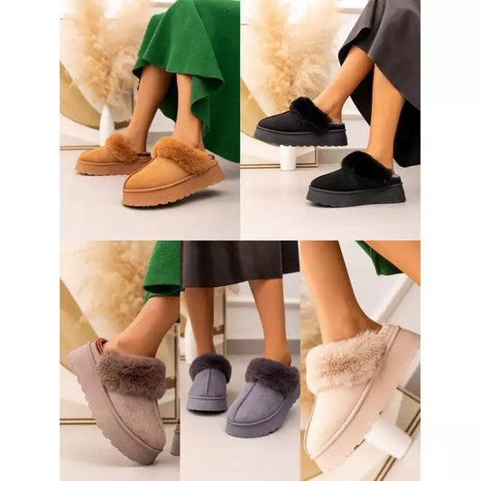 ULTRA MINI PLATFORM FLUFFY FURR ANKLE SLIPPERS