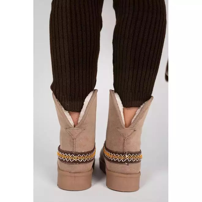 Embroidered Flat Ankle Boots